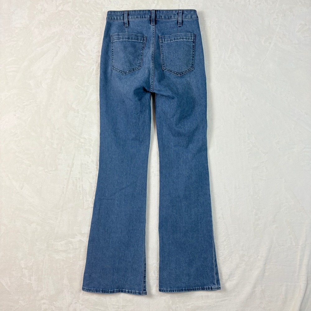 Gap High Rise Flare Jeans Women 4/27R Blue Excellent Sailor Button Detail - Picture 9 of 11